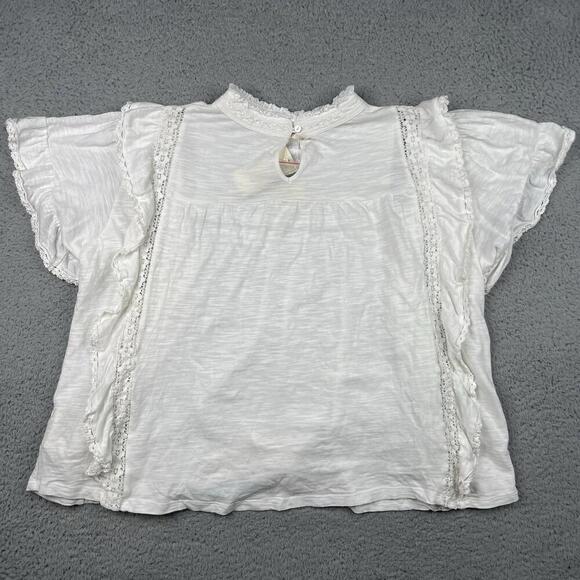 Free People Top Womens Large White Ruffle Cottage Core Baby Doll Boho Y2K NWT - Picture 13 of 14